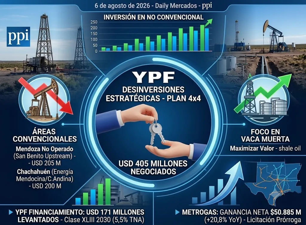 YPF profundiza desinversiones, estados financieros de Metrogas y más...