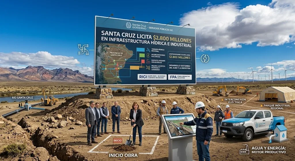 Santa Cruz licita $2.800 millones en infraestructura hídrica e industrial