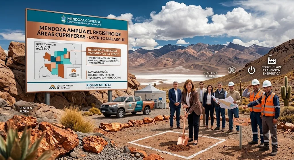 Mendoza registra el yacimiento de cobre El Yeso en Malargüe