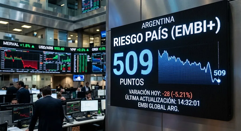 El riesgo país de Argentina se ubicó en 509 puntos básicos en agosto de 2026