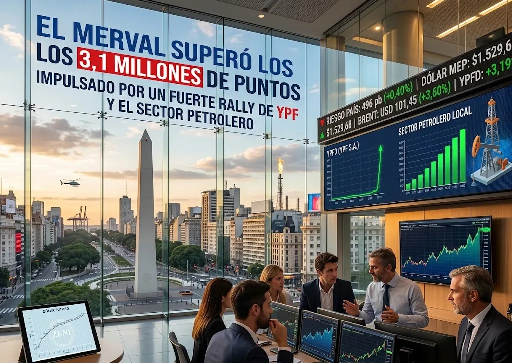 El Merval superó los 3,1 millones de puntos impulsado por YPF y el sector petrolero