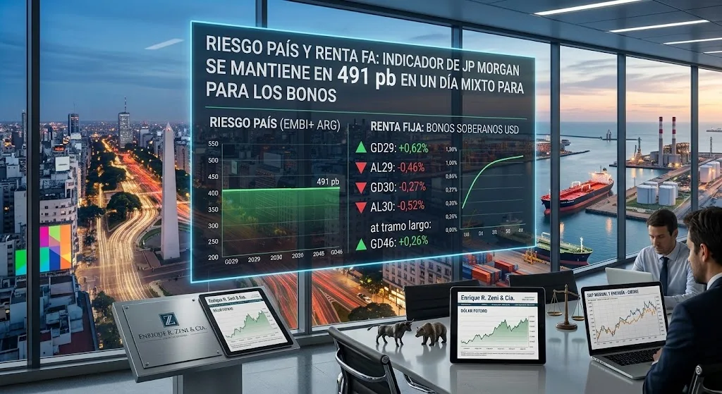 Riesgo país se mantiene en 491 puntos básicos con bonos en dólares mixtos