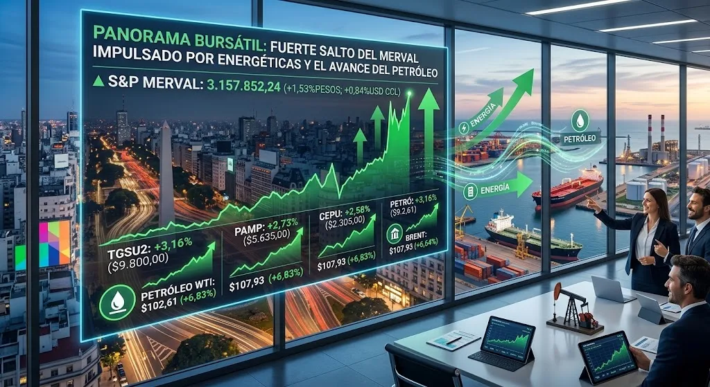 El Merval sube 1,53% impulsado por energéticas y el avance del petróleo
