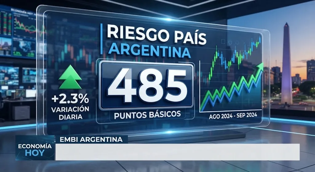 Riesgo país bajó a 485 puntos, su nivel más bajo en casi un mes