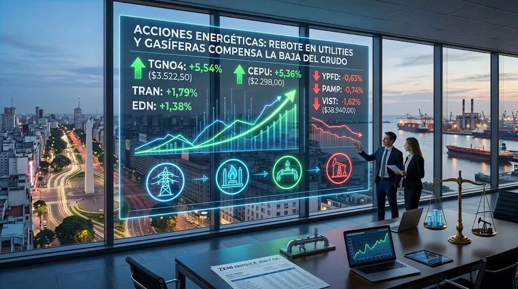 Utilities y gasíferas lideran el rebote energético en ByMA y Wall Street