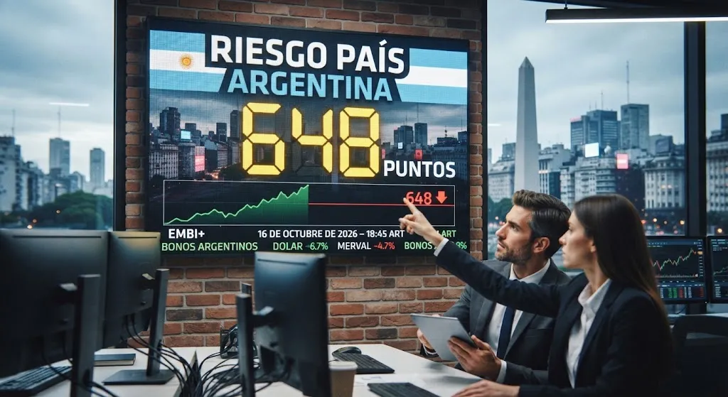El riesgo país cerró en 648 puntos básicos, según el índice de JP Morgan